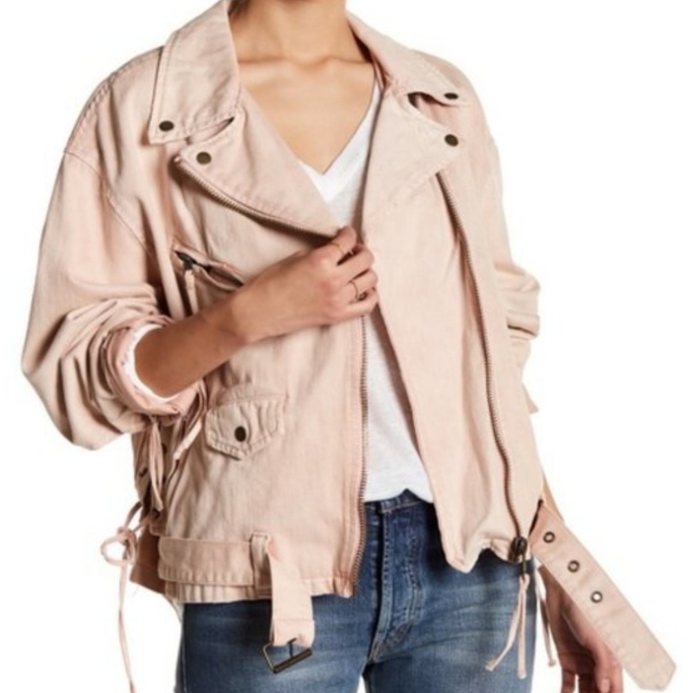 Free People Light Pink Utility Jacket Rose , Small